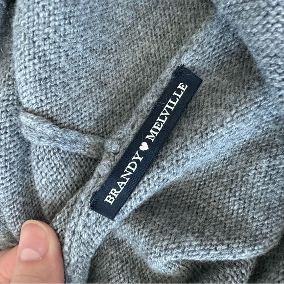 Brandy Melville Grey Knit Wool Blend Hoodie - Picture 2 of 5